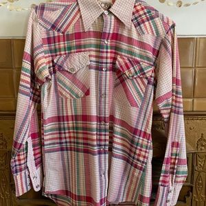 Vintage Men’s Western Shirt - Pearl snaps - Madras